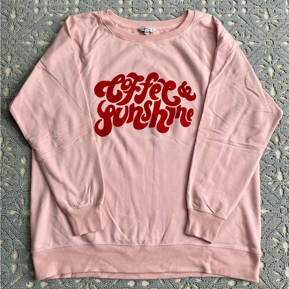 WILD FOX PINK COFFEE & SUNSHINE SWEATSHIRT SIZE LARGE - NEW!